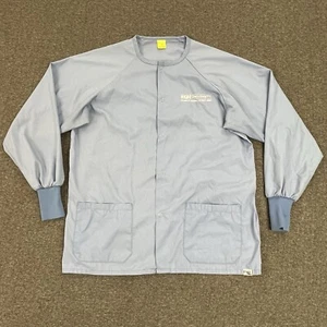 ECPI University Scrubs Top Womens Small Snap Front Long Sleeve Blue  Fashion Sea - Picture 1 of 11