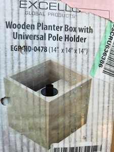 Excello Global Products Large 14 in. Natural Wooden Planter Box with Pole Holder - Picture 1 of 3