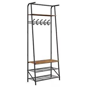 4 in 1 Entryway Hall Tree with Storage Coat Rack Shoe Bench with 5 Hooks - Picture 1 of 6