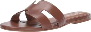 French Sole Z7362* Cognac Leather Alibi Flat Sandals Size 7.5 B - Picture 1 of 3