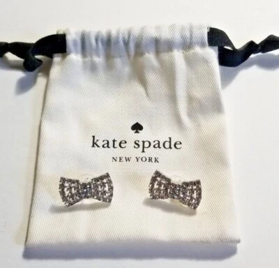 Pendientes Kate Spade Estrás Forma de Arco Tono Plata Diseñador Elegante + Bolsa Foto 1 de 4