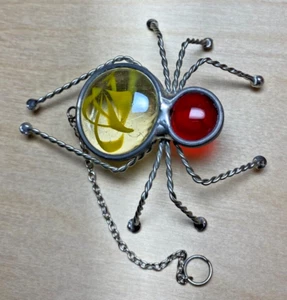 Spider Suncatcher Red Head & Yellow Swirl Thorax - Unique Only One Available - Picture 1 of 6
