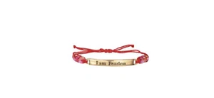 Pulsera Cuentas de Vidrio AVON I Am con Barra de Metal Inscrita Cuerda Roja - YO SOY Fearless - Imagen 1 de 12