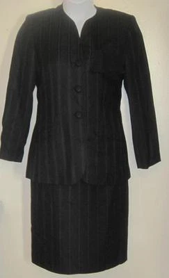 Le Suit misses sz 8 black white pinstriped Suit jacket & skirt lot Nice Set j111 - Изображение 1 из 4