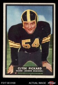 1951 Topps Magic #52 Clyde Pickard Card back is rubbed off Wake Forest 3 - VG