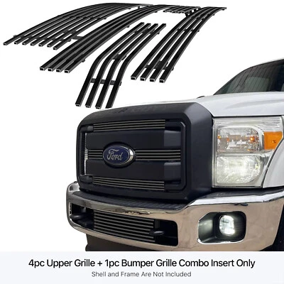 Combo de rejilla de billet negra de acero inoxidable para Ford F-250/F350/F450 SD 2011-2016 Foto 1 de 4