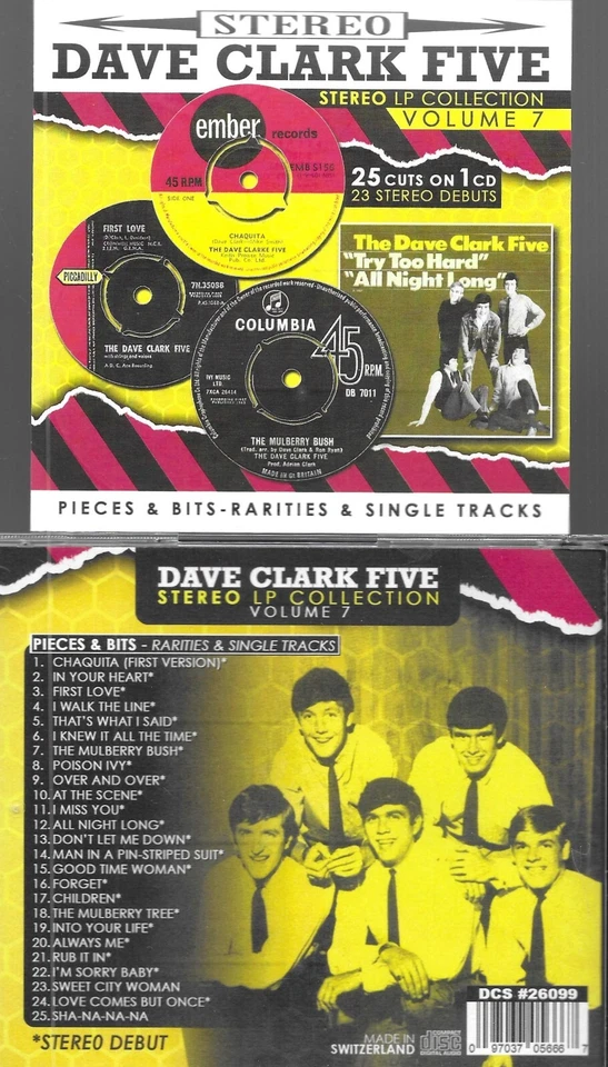 DAVE CLARK FIVE-PIECES & BITS/RARITIES, HITS & SINGLE TRACKS-FIRST TIME STEREOCD - Image 1 of 1