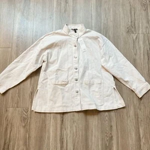 Eileen Fisher White Standard Collar Shirt Jacket Size S Petite NWT - Imagen 1 de 9