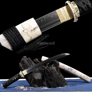 Japanese Tanto T10 Steel Clay Tempered UNOKUBI ZUKURI Full Tang Mini Sword Sharp - Picture 1 of 10