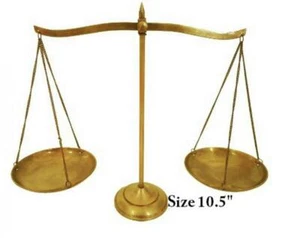 10.5" Vintage Brass Balance scales Law Decoration Souvenirs Collection - Picture 1 of 6