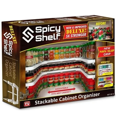 Juego de 2 estantes apilables mejorados Spicy Shelf Deluxe nuevos como se ven en TV antideslizantes Foto 1 de 4