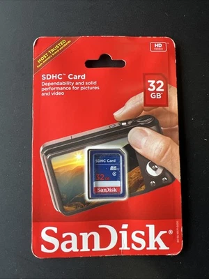 Genuine SanDisk 32GB SD SDHC Class 4 Flash Memory Card (SDSDB-032G-AW46)  HD Vid - Image 1 of 2