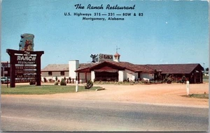 Postal de lino de Montgomery, Alabama década de 1950 THE RANCH RESTAURANT autopista 80 Roadside - Imagen 1 de 2
