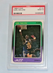 Vintage 1988 Fleer KARL MALONE NBA Basketball Card #114 PSA-9 Mint - Picture 1 of 2