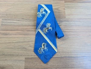 Vintage 40er 50er Jahre MCM blaue Satin Krawatte Western Cowboy Pferd Krawatte - Bild 1 von 6