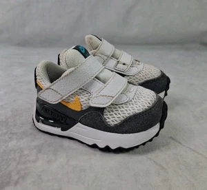 Nike Air Max Shoes Boys Size 4C White Gray Yellow Double Strap DQ0286-104 Kids - Picture 1 of 17