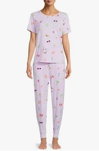 Strand Print Himmel Rosa Jogger Pyjama Schlaf Set Neu - XLarge - Bild 1 von 1