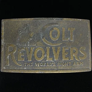 Colt Revolver Pistol Logo 45 Gun Gift Western Cowboy 1970s Vintage Belt Buckle - Picture 1 of 2