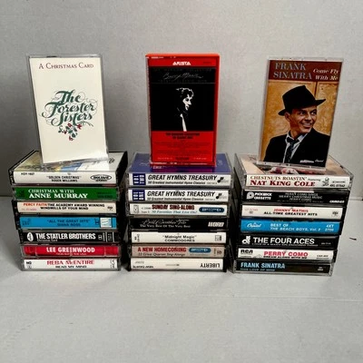 24 VINTAGE CASSETTE TAPES 1960S 70S 80S MUSIC COUNTRY-MOTOWN-CHRISTIAN-JAZZ-POP - Image 1 of 4