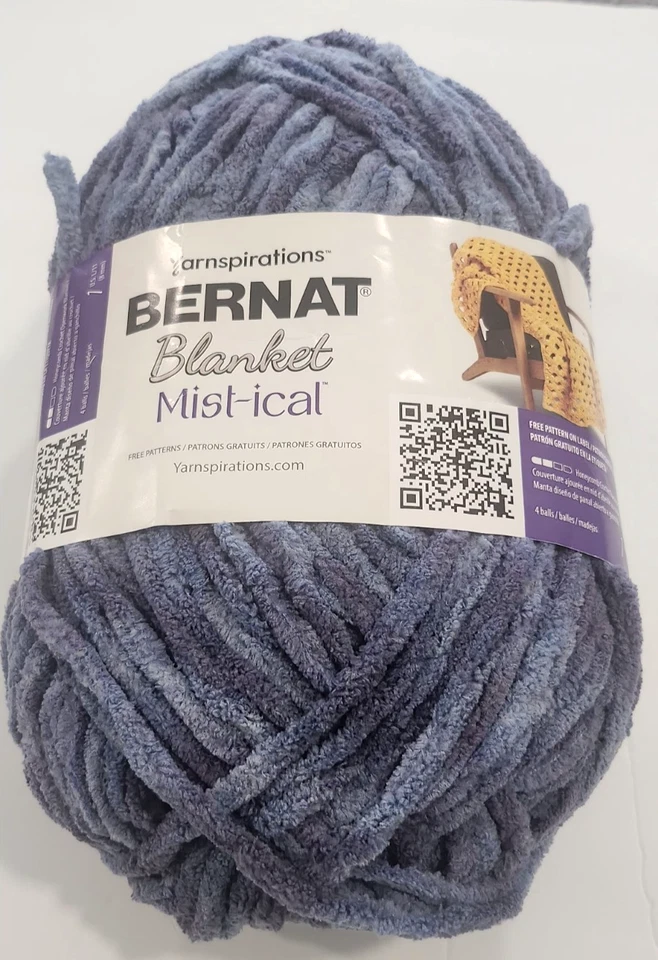Manta Bernat Mist-ical, Yarnspirations 10 oz azul tormenta, lote de 2 esquís Foto 1 de 4
