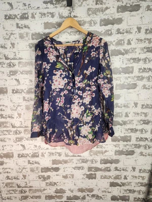 Soft Surroundings Top Size Small Floral Mixed Media Hi Low Boho Flowy - Image 1 of 4