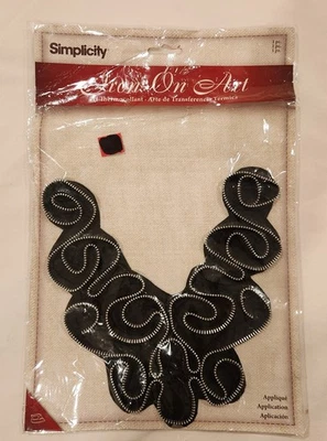Cuello apliques Simplicity hierro sobre arte negro y plateado cremallera costura 1930118031 Foto 1 de 2