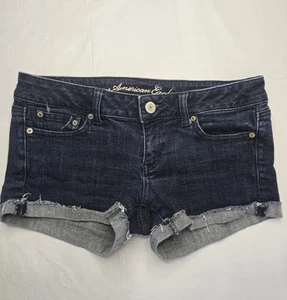 American Eagle abgeschnittene Shorts dunkle Waschung blau Denim niedriger Bund 10 - Bild 1 von 19