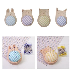 Mini Pincushion Wooden Base Sewing Needle Holder for Quilting Needlework - Picture 1 of 25