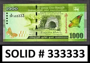 Sri Lanka 1000 Rupees 2015 SOLID Serial 333333 Pick-127c CRISP UNC - Picture 1 of 2