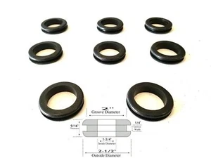 8er-Pack Gummitülle Verdrahtungsbuchsen, 1-3/4" Innendurchmesser, 1/4" Nut, passt 2" Loch - Bild 1 von 1