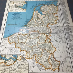 1940's Netherlands Belgium Luxenbourg atlas Map Vintage before end of WW2 - Picture 1 of 17