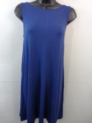 VETEMENTS Eileen Fisher Vestito Donna XS Blu Senza Maniche Cambio Scollo Barca Elasticizzato