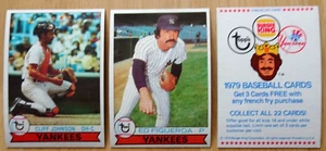 1979 Topps Burger King New York Yankees 3 Card Lot Johnson Figueroa Checklist EX - Picture 1 of 2