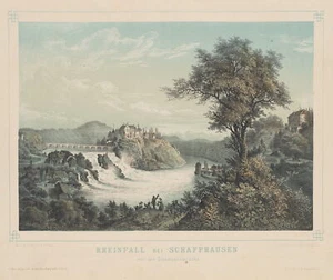 Rheinfall bei Schaffhausen, um 1855, Farblithographie Unbekannt (19.Jhd) - Bild 1 von 5