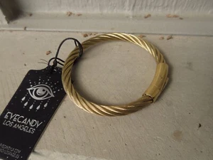 NWT Eye Candy Los Angles 18K Gold Plated Titanium Bangle Bracelet Open Clasp - Picture 1 of 6