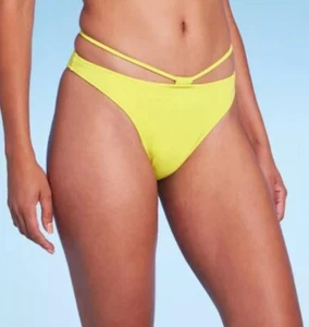 Shade & Shore Women's Bikini Bottom Lime Green Strappy High Leg Extra Cheeky XL - Picture 1 of 4