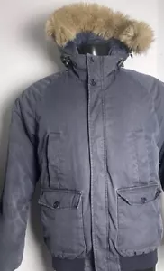 pyrenex Mistral. French Designer Down And Fur coat size L Bomber . 44in Chest - Picture 1 of 12