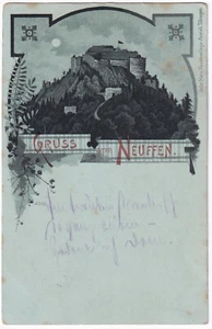 AK Württemberg Mondschein Litho Gruss vom Neuffen, nach Waldsee 1898 - Bild 1 von 2