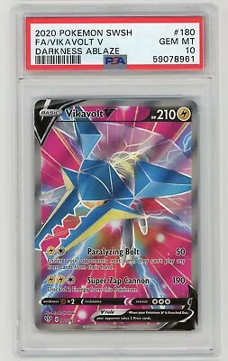 Pokemon Card Vikavolt V 180/189 Holo Full Art Darkness Ablaza PSA 10 GEM MINT - Image 1 of 2