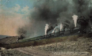 D&RG EISENBAHN ZUGÜBERGANG SOLDATEN GIPFEL AM SALZSEE STADT POSTKARTE 101222 R - Bild 1 von 2