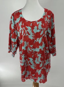 Weiche Umrandung Gr. Petite XL Siesta Key Tunika Aqua Rot Print - Bild 1 von 6