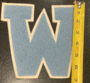 Letterman Varsity Chenille Patch Letter "W" Blue Ivory Waldwick NJ HS New VNTG - Picture 1 of 7