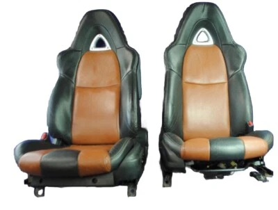 Черные и коричневые чехлы на спортивные сиденья из синтетической кожи подходят для Mazda RX-8 2003-2011 годов выпуска - Изображение 1 из 2