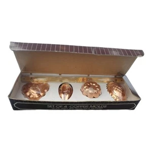 Vtg Copper Molds Nickel Lined Brass Rack Acton 1984 Set Of 4 NIB - Picture 1 of 10