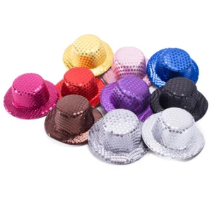 5pz Paillettes Mini Cilindrico Cappello Millinery Fascinator Morsetti Coccodrillo A008 - Foto 1 di 50