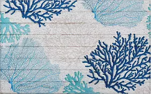 Blue Beach Door Mat - Beach Coastal Outdoor Welcome Mat, Nautical Door Mat, Beac - Picture 1 of 12