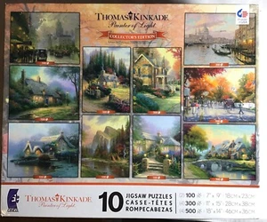 10 Thomas Kinkade Jigsaw Puzzles 2-100,4-300,4-500 Used - Picture 1 of 11