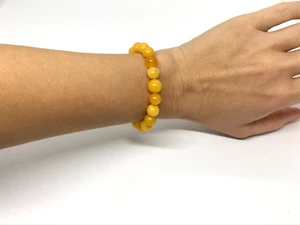 Baltischer Bernstein Armband Geschenk Natur Eigelb Gelb Rund Perlen Damen 9g 18631 - Bild 1 von 16