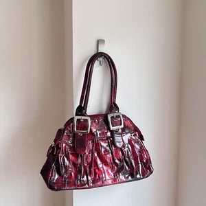 Vintage Y2K 90s Shiny Faux Leather Shoulder Bag Gorpcore Hobo Minimalism - Picture 1 of 11