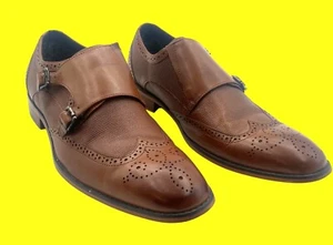 STACY ADAMS Mens Double Monk Strap Brown Leather Dress Shoes Size 11M - Picture 1 of 12
